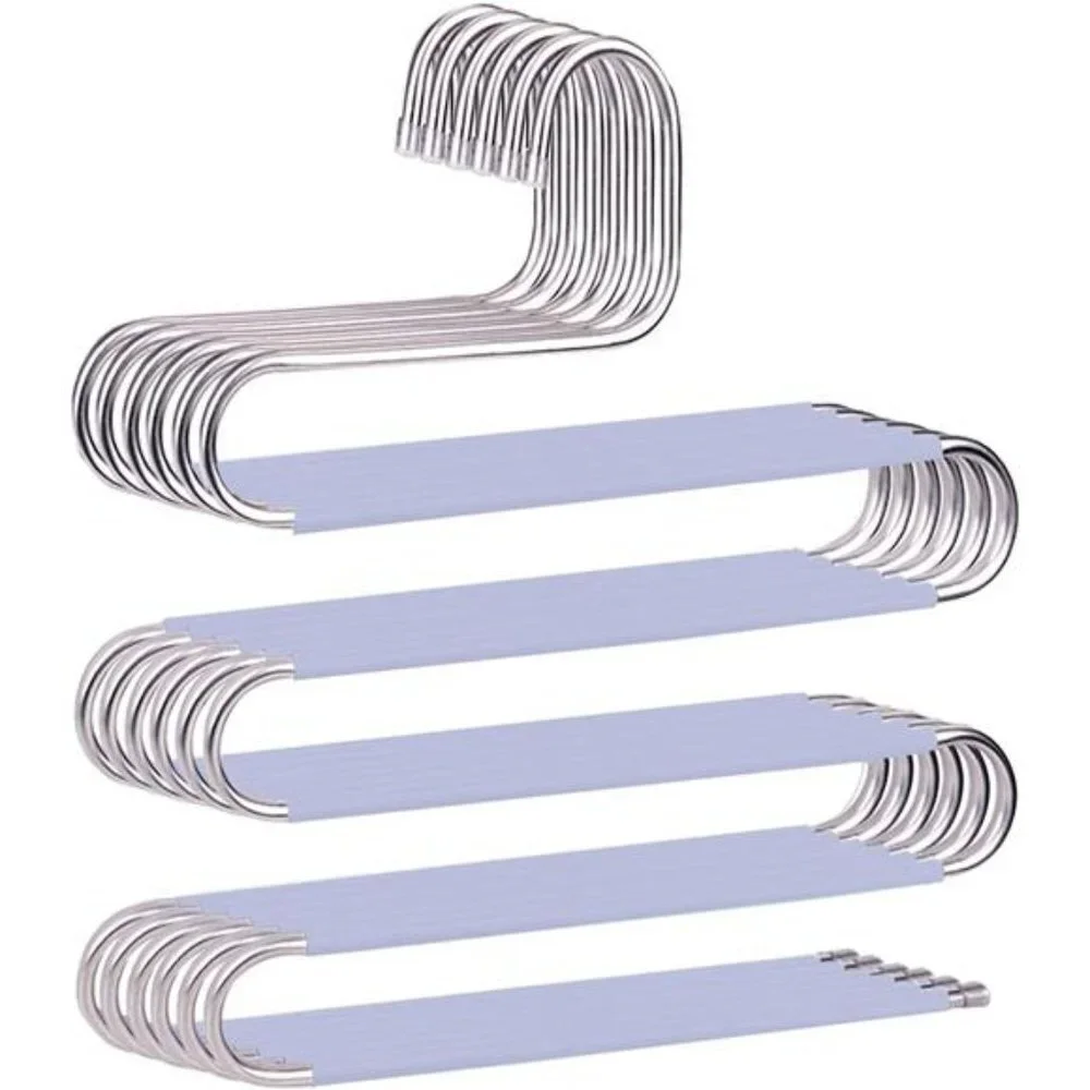 6 Pack S-Shape Trousers Hangers Stainless Steel Clothes Hangers Closet Storage